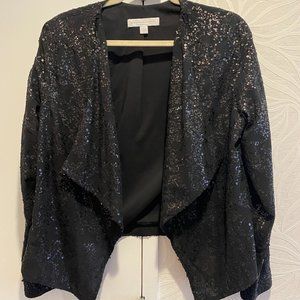 SEQUINS! Black Draped Sequin Top/Jacket (nwot)